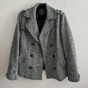 Forever 21 Black and White Herringbone Coat